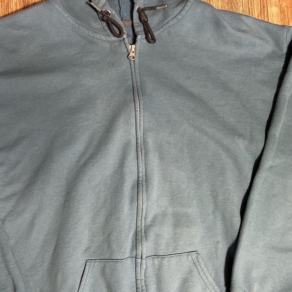 Faded Blue Fruit Of Loom Zip-Up Hoodie - Picture 2 of 7